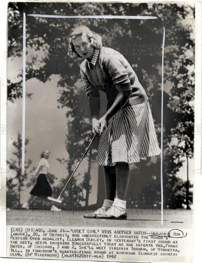 1942 Press Photo Marjorie Row golf Detroit - Historic Images