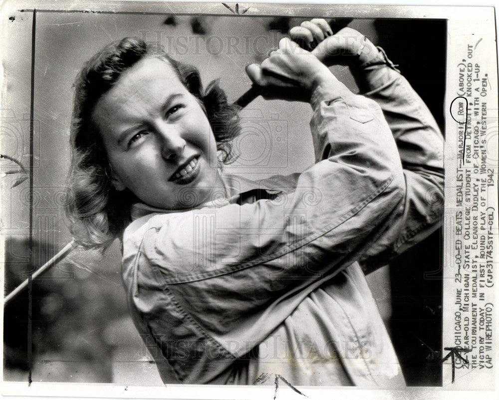 1942 Press Photo Marjorie Row Dudley Detroit golf - Historic Images