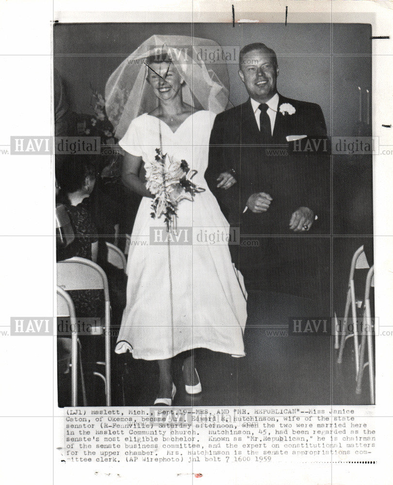 1959 Press Photo Janice Caton Edward R Hutchinson - Historic Images