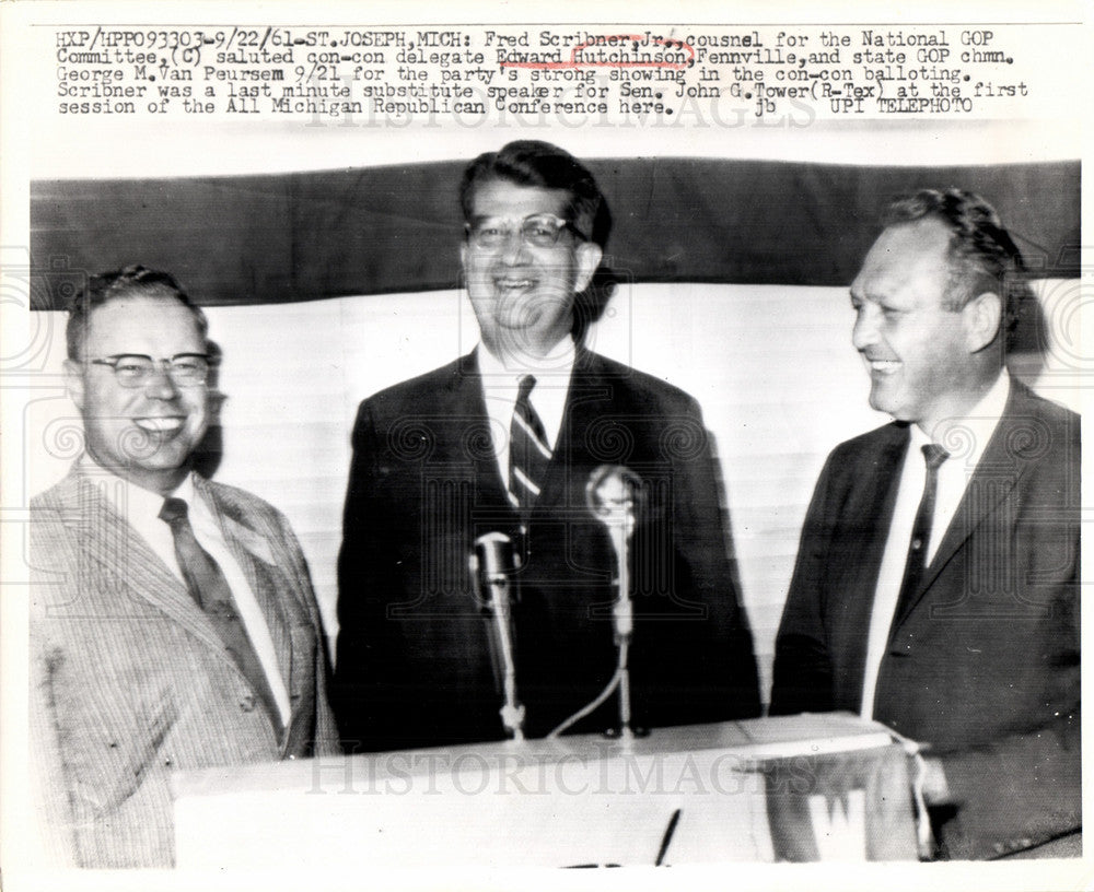 1961 Press Photo Fred Scribner, Jr. Edward Hutchinson - Historic Images