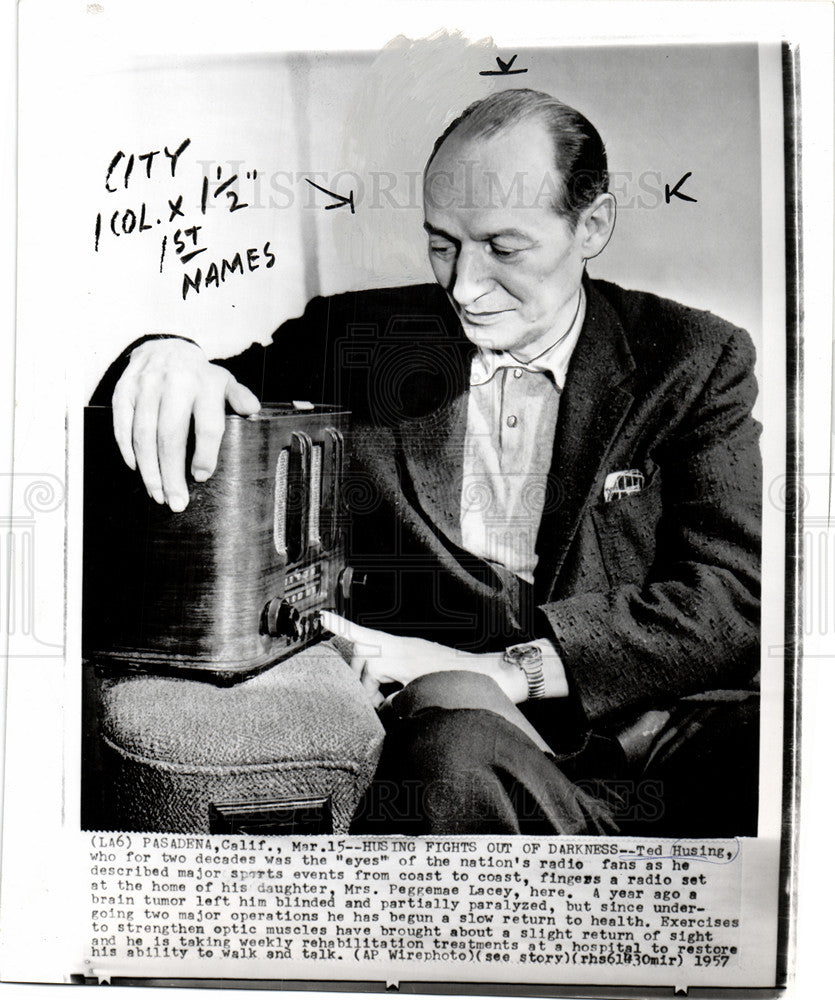 1957 Press Photo Ted Husing American sportscaster - Historic Images