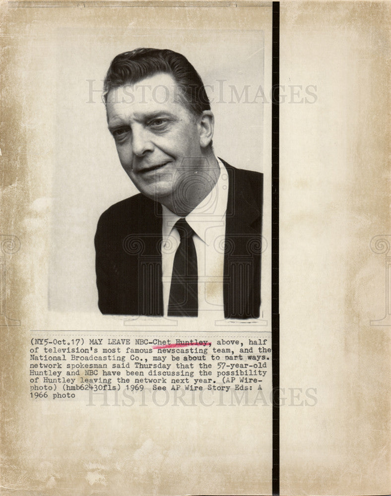 1969 Press Photo Chet Huntley NBC Newscaster - Historic Images