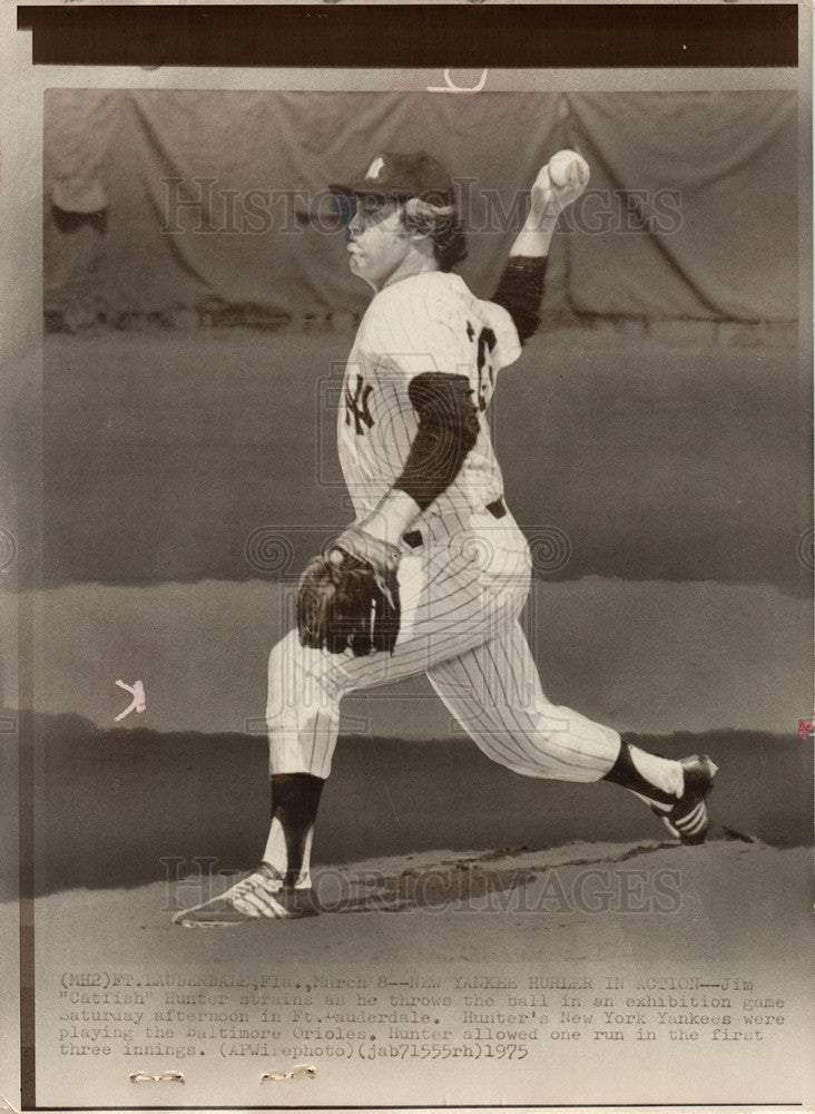 1975 Press Photo Jim Catfish Hunter Yankees baseball - Historic Images