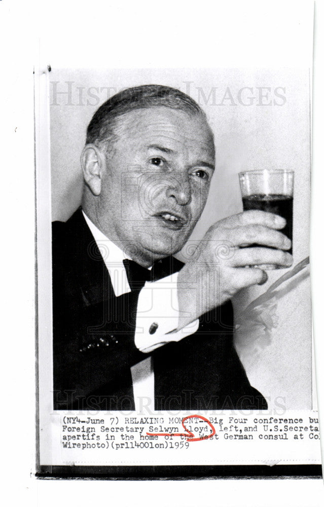 1959 Press Photo Selwyn Lloyd British Foreign Secretary - Historic Images