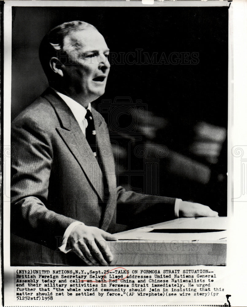 1958 Press Photo TALKS ON FORMOSA STRAIT SITUATION- - Historic Images