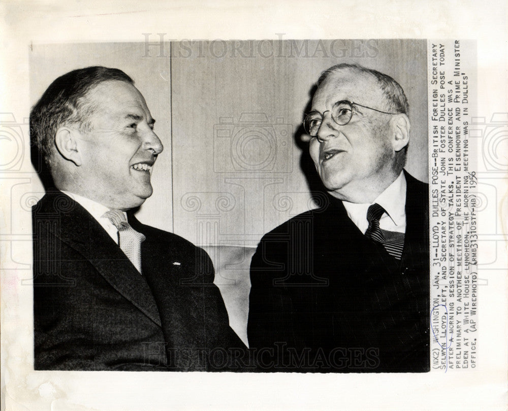 1956 Press Photo Selwyn Lloyd John Foster Dulles - Historic Images