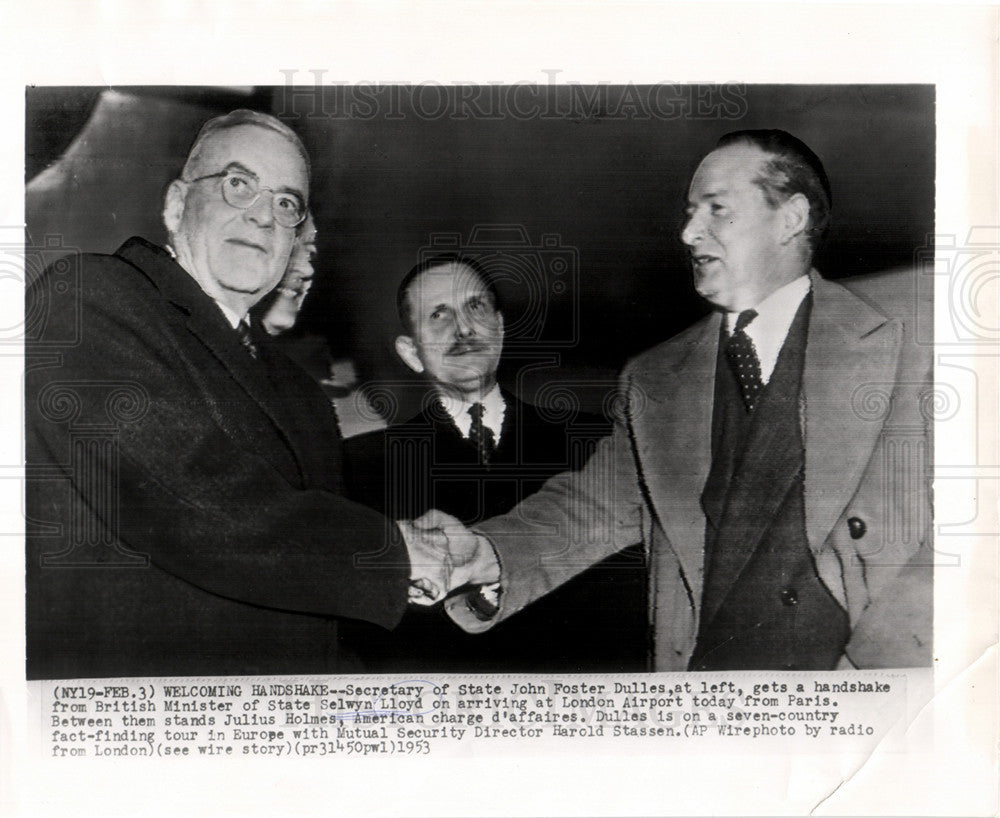 1953 Press Photo John Foster Dulles Selwyn Lloyd - Historic Images