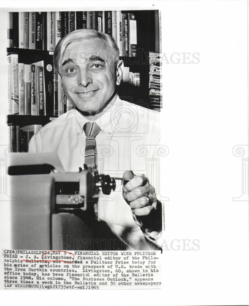 1965 Press Photo Livingstone,Pulitzer - Historic Images