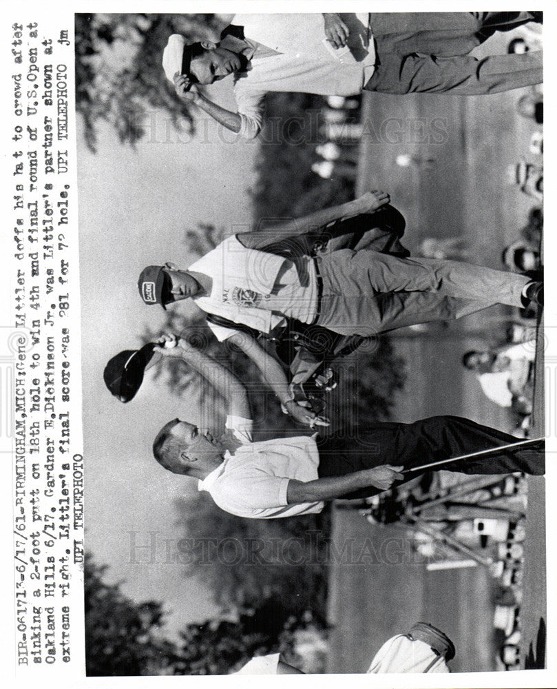 1961 Press Photo Gene Littler 2-foot Putt US Open - Historic Images