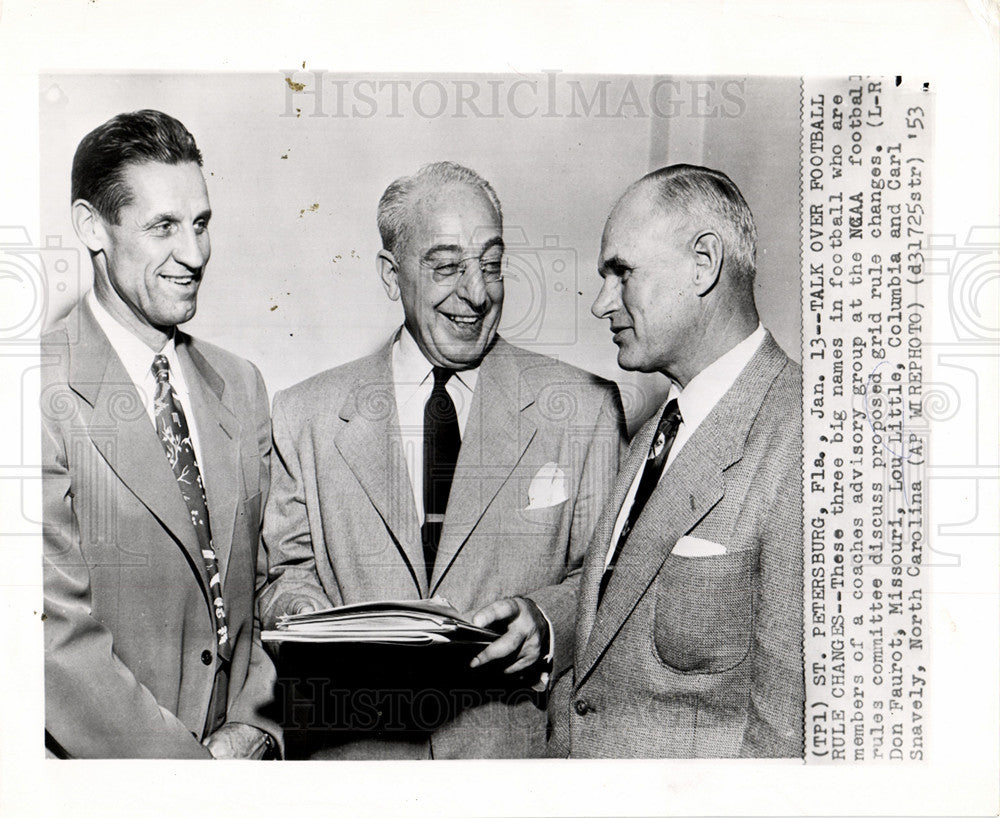 1953 Press Photo Don Faurot Lou Little Carl Snavely - Historic Images