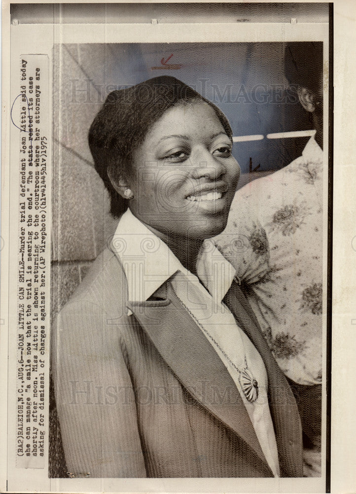 1975 Press Photo Joan Little defendant murder trial - Historic Images