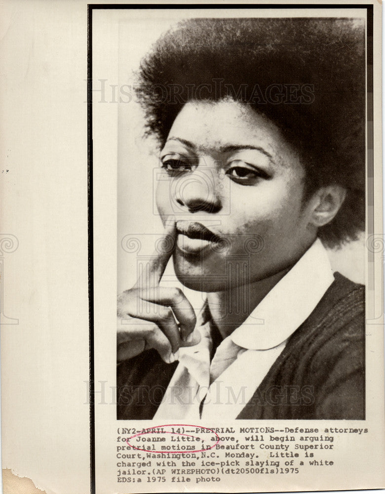 1975 Press Photo Joanne Little Beaufort County trial - Historic Images