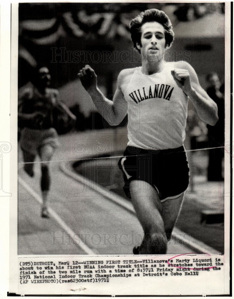 1971 Press Photo Villanova Marty Liquori NCAA Detroit - Historic Images