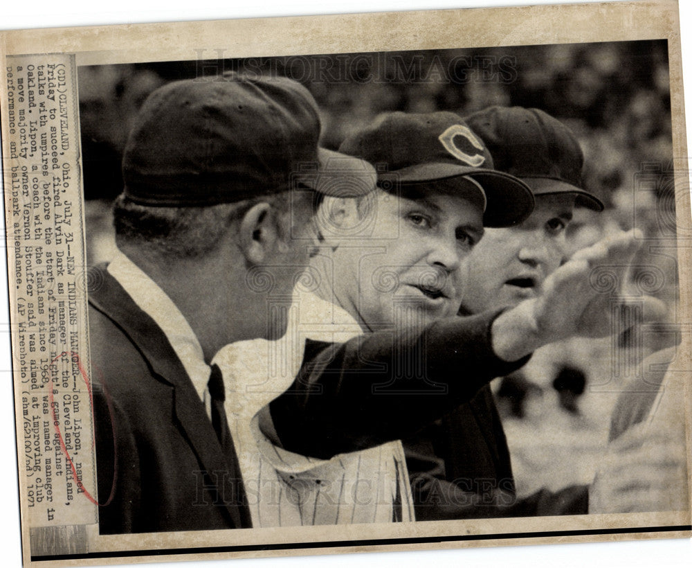 1971 Press Photo John Lipon Cleveland Indians manager - Historic Images