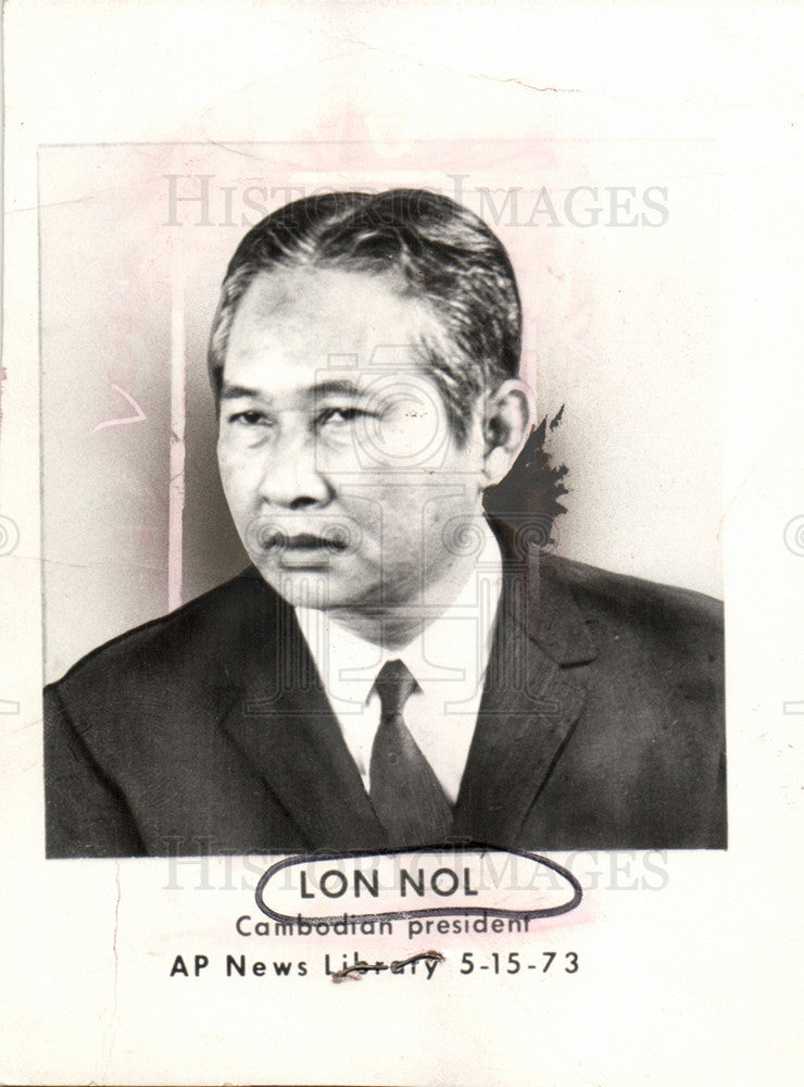 1977 Press Photo Lon Nol Cambodian Prime Minister - Historic Images