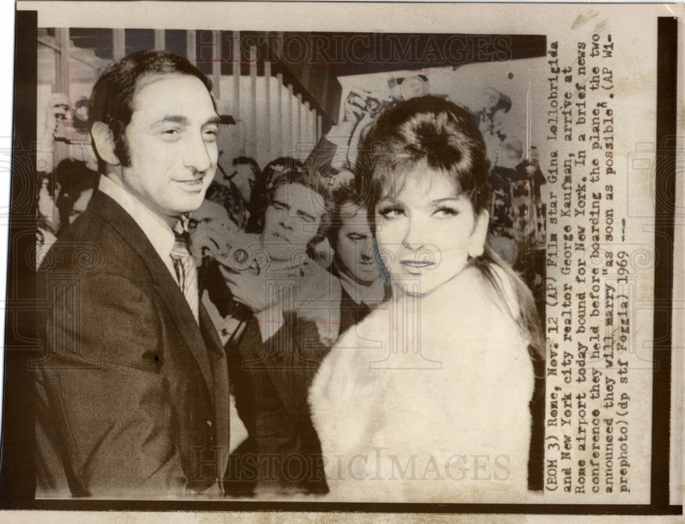 1969 Press Photo Gina Lollobrigida George Kaufman Rome - Historic Images