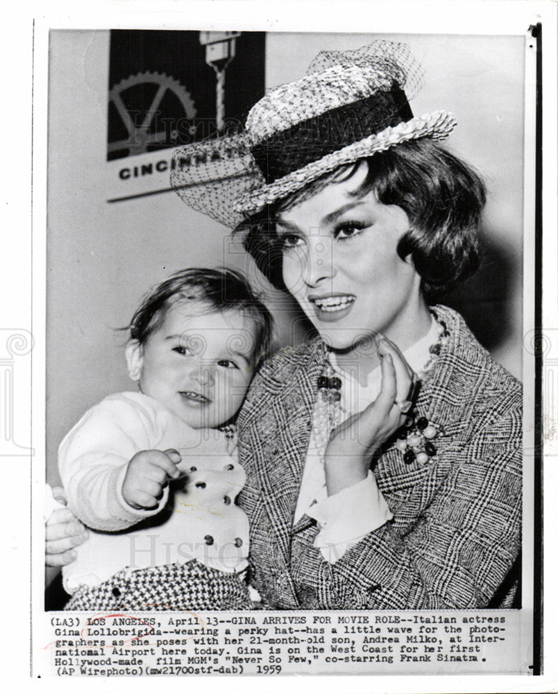 1959 Press Photo Gina Lollobrigidia Italian actress - Historic Images