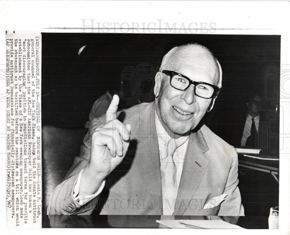 1967 Press Photo Louis Loeb New York Times - Historic Images