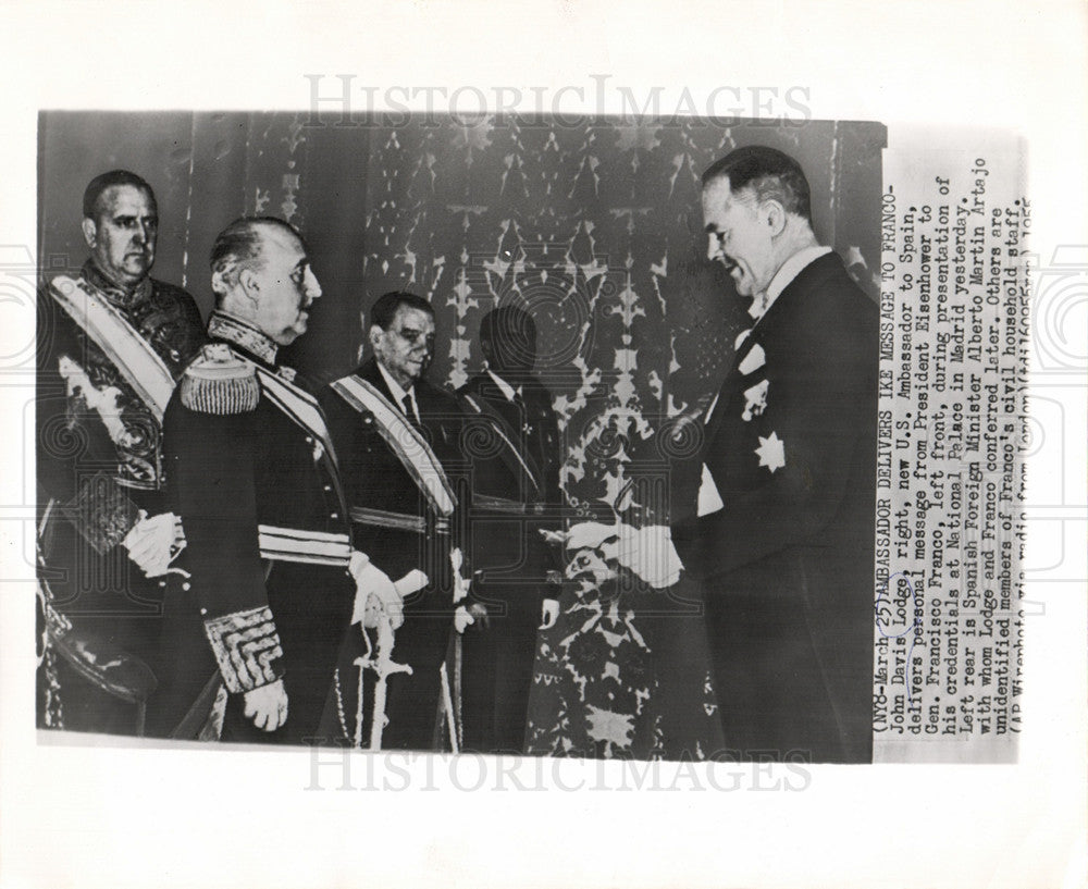 1955 Press Photo John Davis Lodge US 64th Governor. - Historic Images
