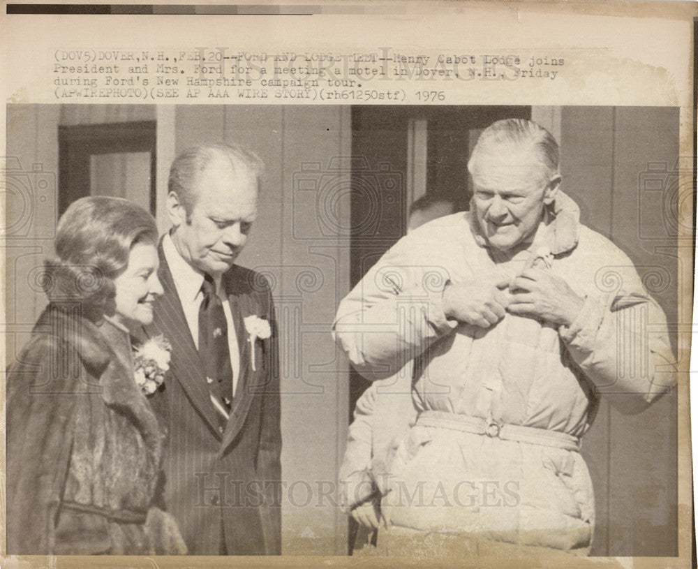 1976 Press Photo Gerald Ford Henry Cabot Lodge - Historic Images