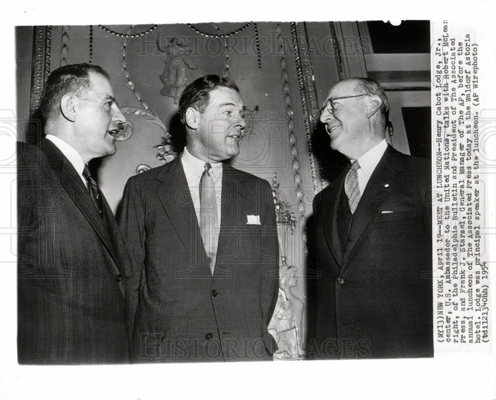 1954 Press Photo Henry Cabot Lodge Waldorf Astoria AP - Historic Images