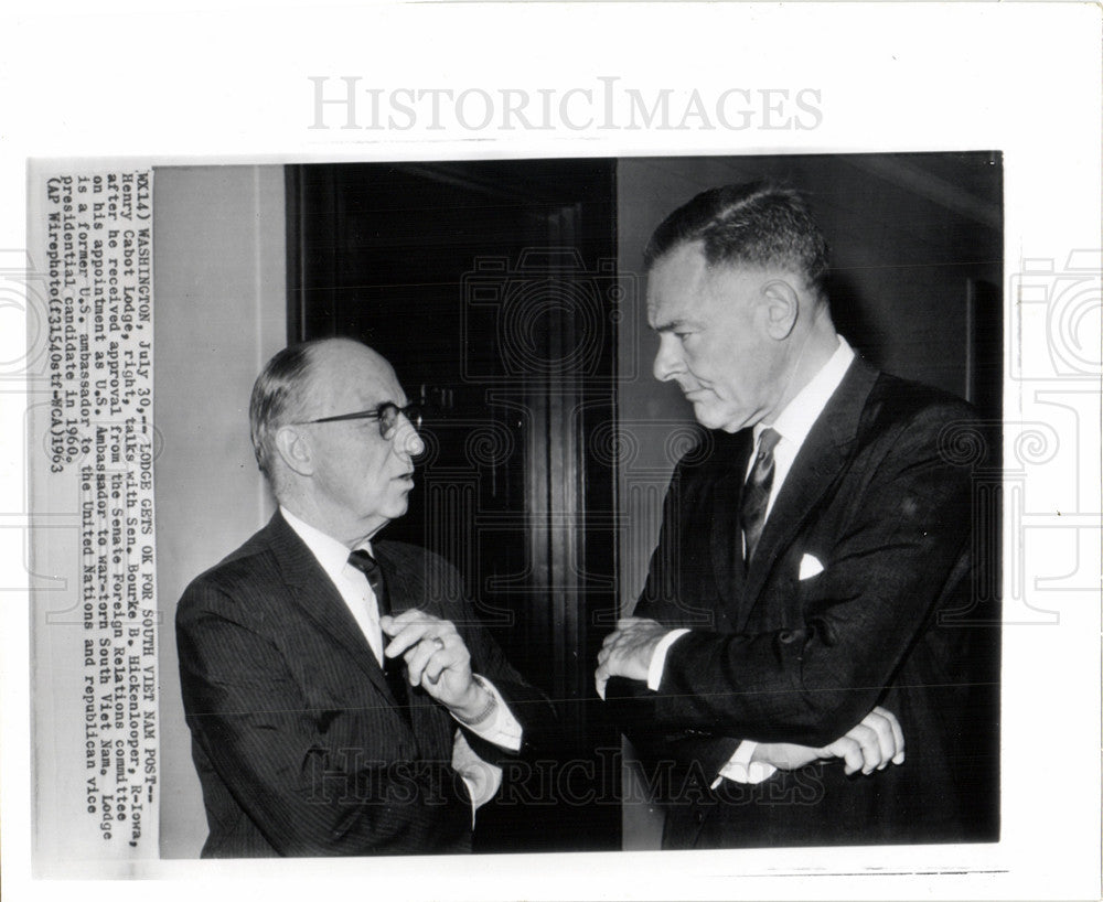 1963 Press Photo Henry Cabot Lodge Bourke Hickenlooper - Historic Images