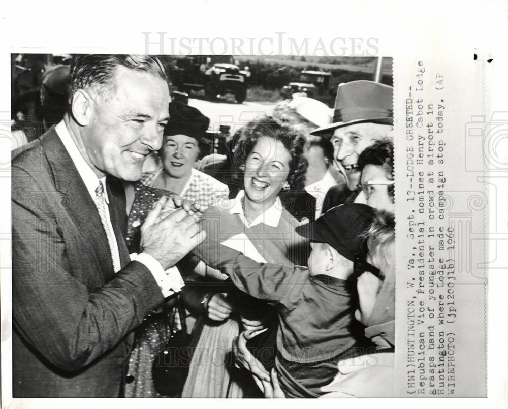 1960 Press Photo Henry Cabot Lodge Huntington Campaign - Historic Images