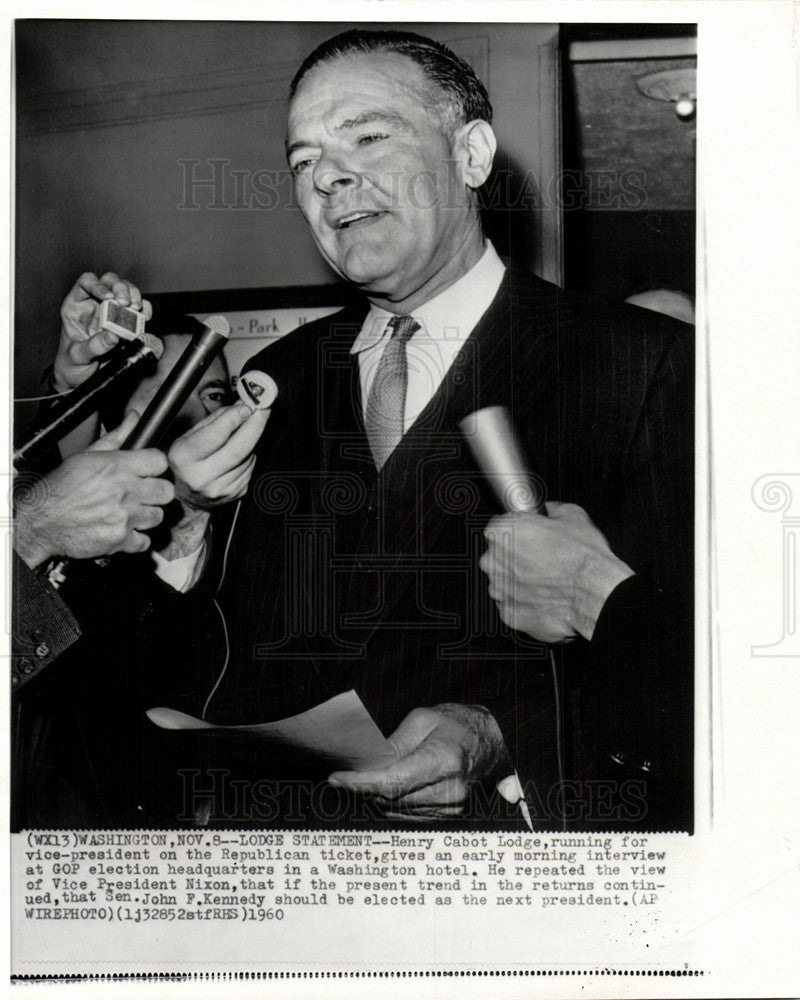 1960 Press Photo Henry Cabot Lodge Republican president - Historic Images