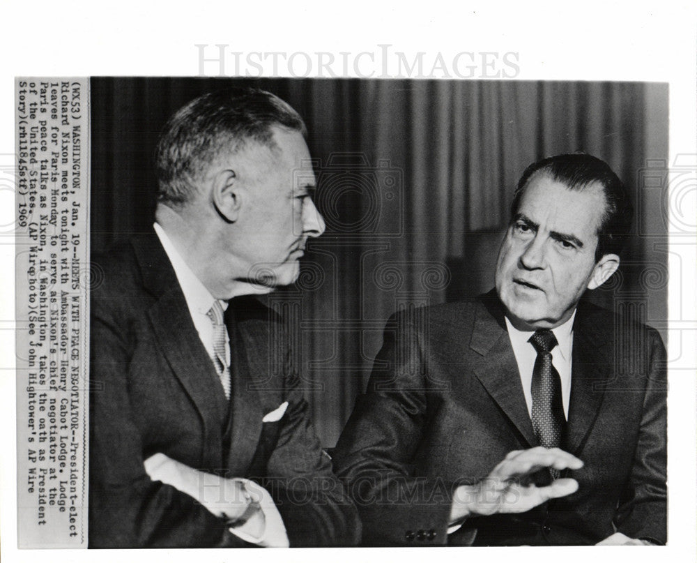 1969 Press Photo Richard Nixon Henry Cabot Lodge - Historic Images