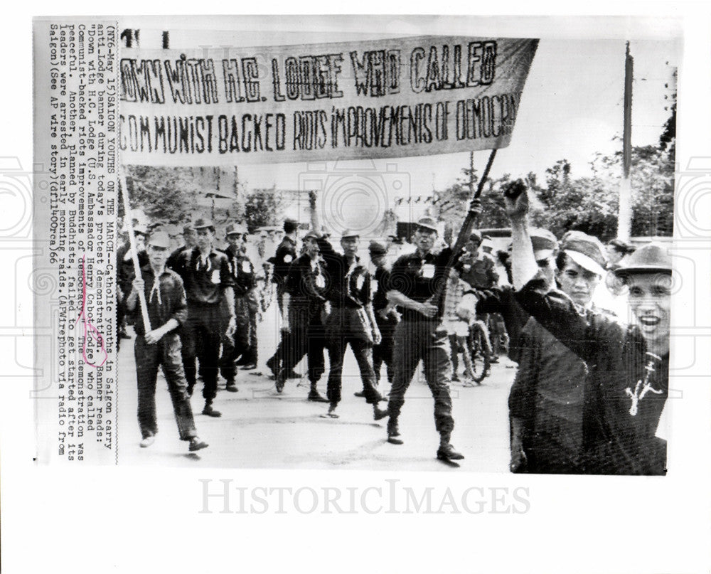 1966 Press Photo Henry Cabot Lodge Saigon protests &#39;nam - Historic Images