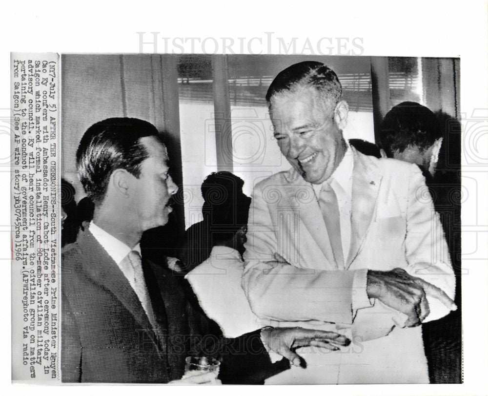 1966 Press Photo Ambassador Lodge Nguyen Cao Ky Meet - Historic Images
