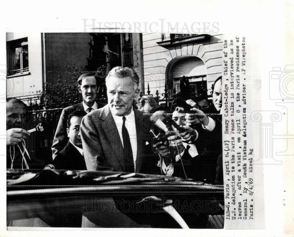 1969 Press Photo Henry Cabot Lodge, Paris Peace Talks - Historic Images