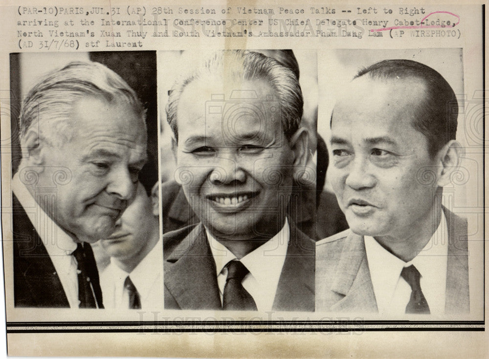 1969 Press Photo Henry Cabot Lodge, Vietnam Peace Talks - Historic Images