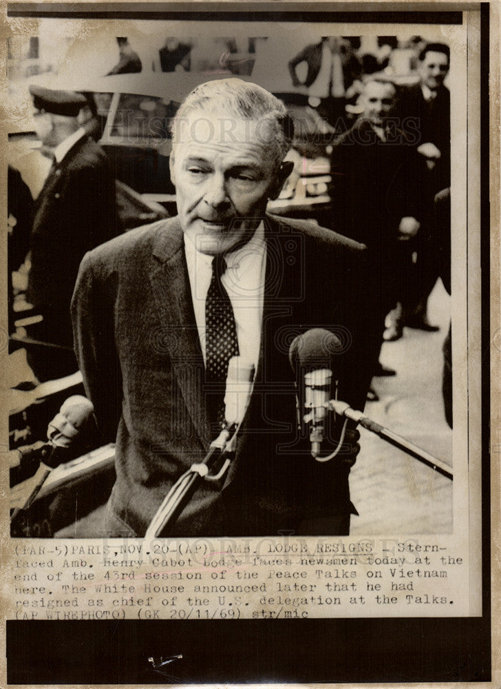 1969 Press Photo Henry Cabot Lodge Peace Talks Vietnam - Historic Images