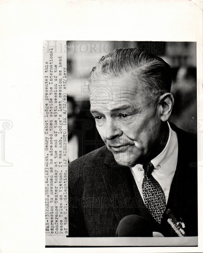 1969 Press Photo Henry Cabot Lodge Peace Talks Vietnam - Historic Images