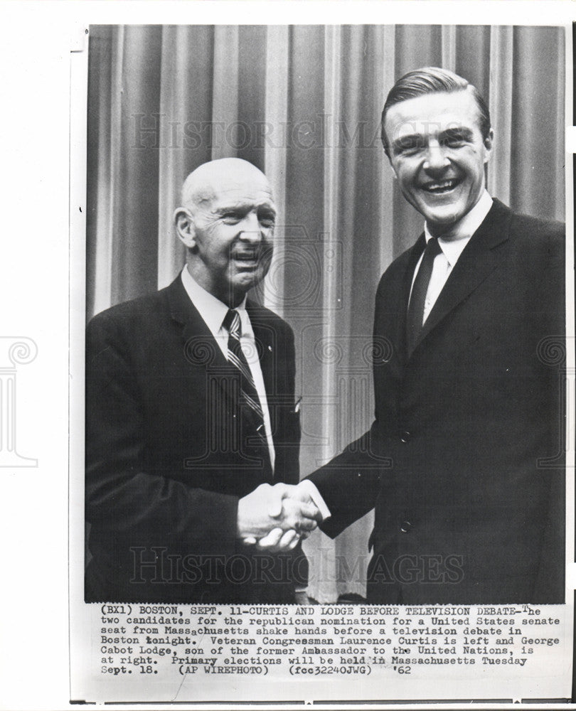 1962 Press Photo Laurence Curtis George Lodge Boston - Historic Images