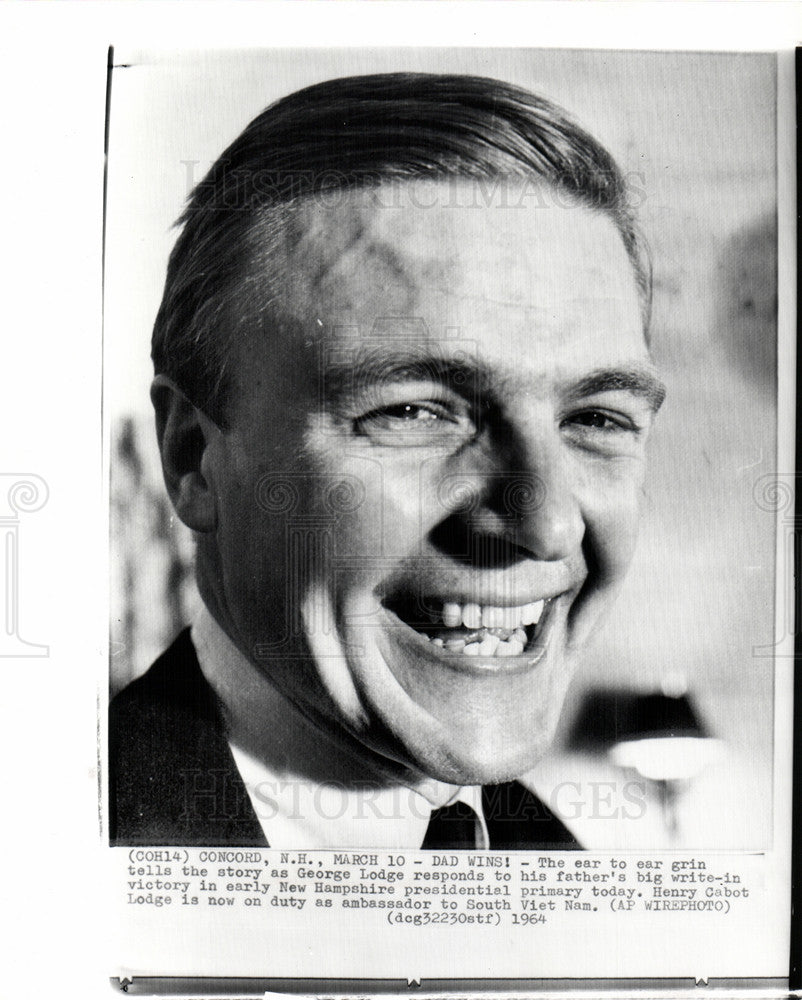 1964 Press Photo George Lodge Henry Cabot Primary Win - Historic Images