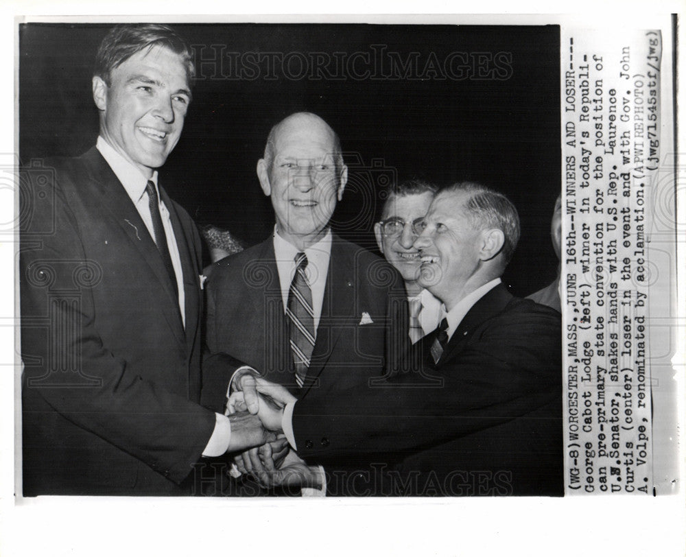 1962 Press Photo George Lodge John Volpe Republican Win - Historic Images