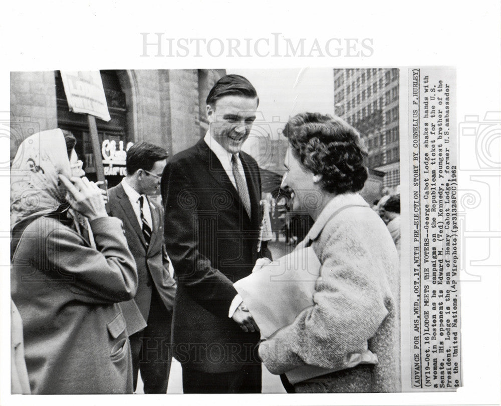 1962 Press Photo George Cabot Lodge campaign Republican - Historic Images