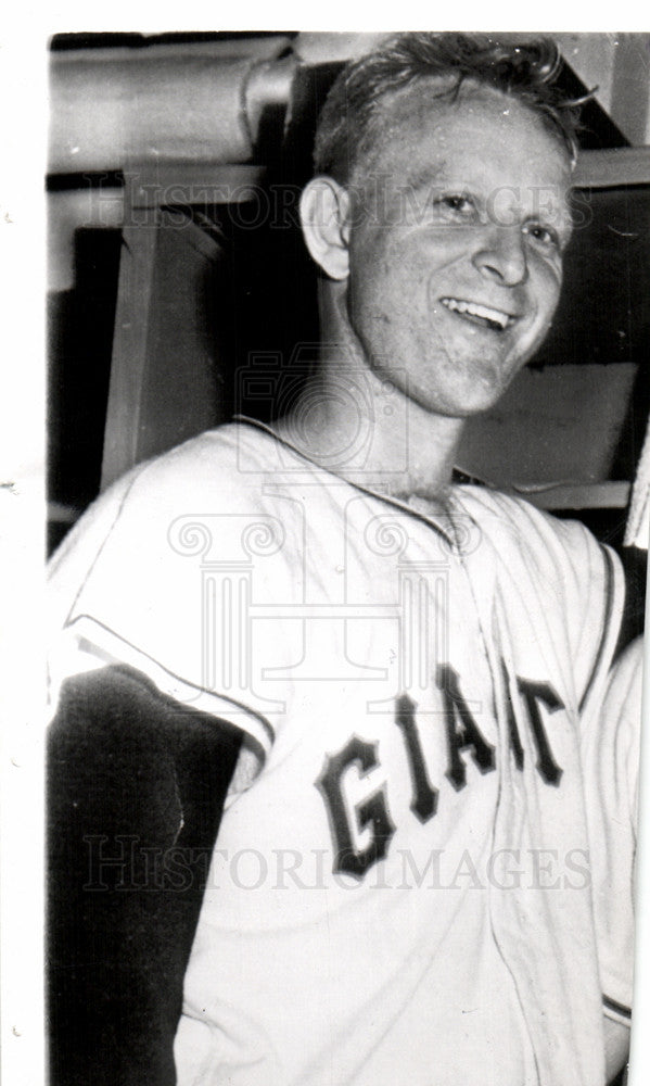 1952 Press Photo Whitey Lockman NY Giants Baseball - Historic Images