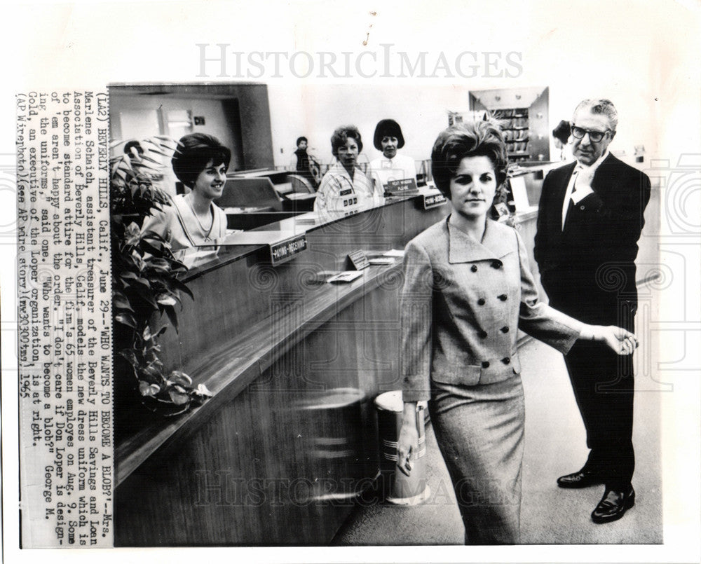 1965 Press Photo Beverly Hills Savings and Loan uniform - Historic Images