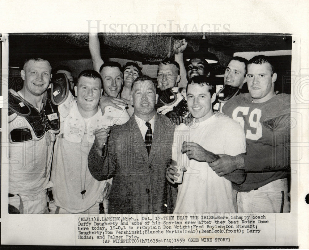 1960 Press Photo Michigan Spartan Notre Dame Don Wright - Historic Images