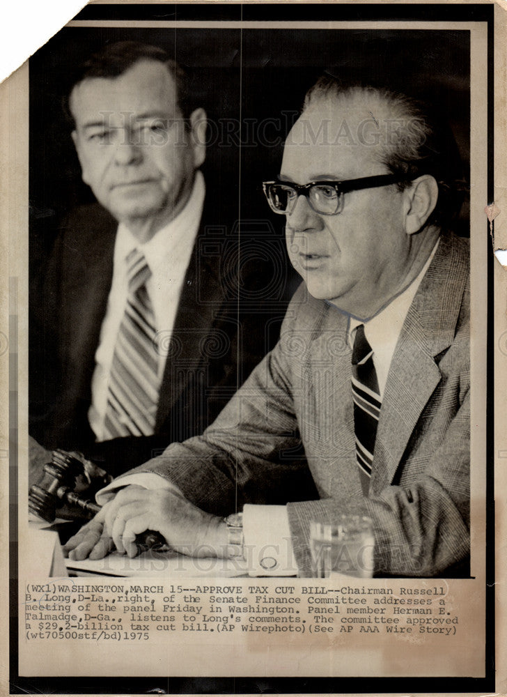 1978 Press Photo Russell Long Herman Talmadge tax cut - Historic Images