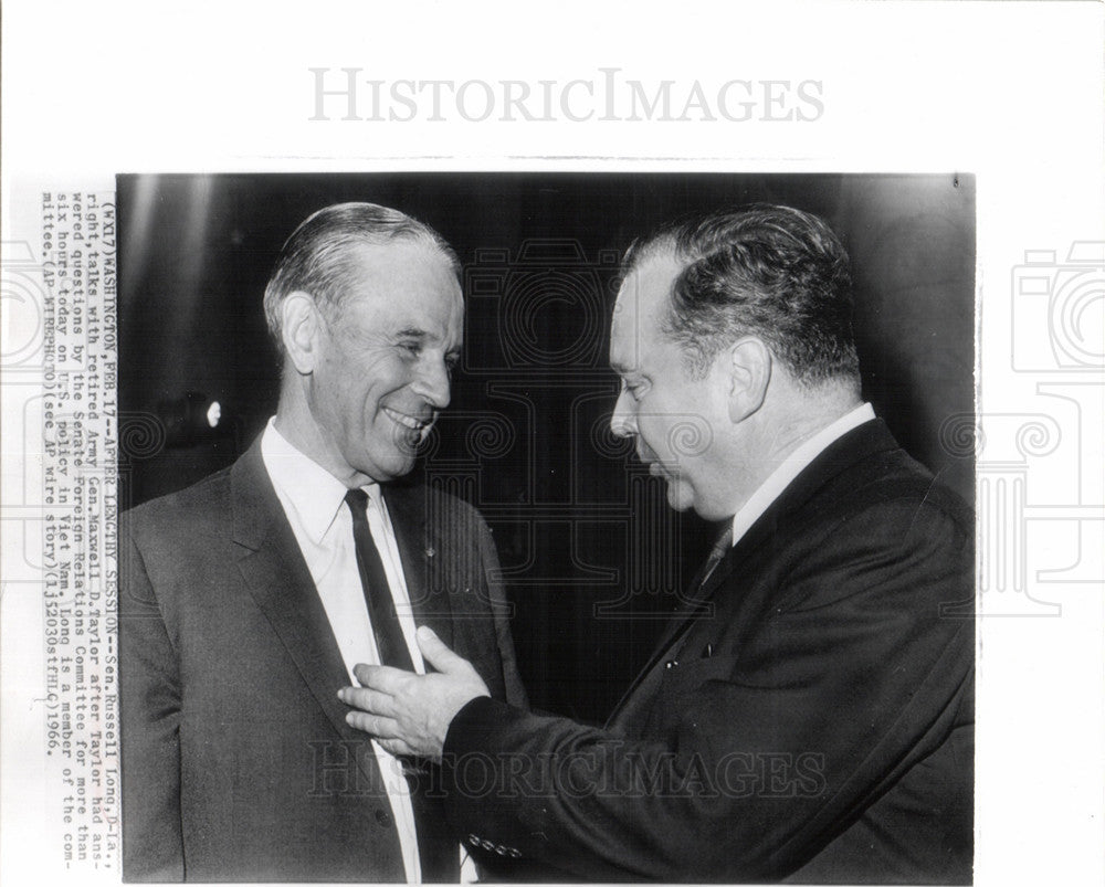 1966 Press Photo Russell Long Maxwell Taylor US Policy - Historic Images