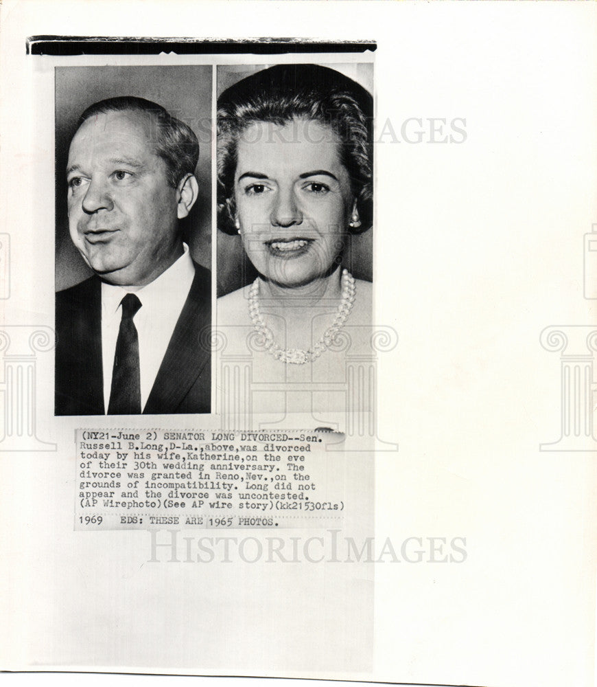 1969 Press Photo Russell B. Long Katherine Divorce - Historic Images