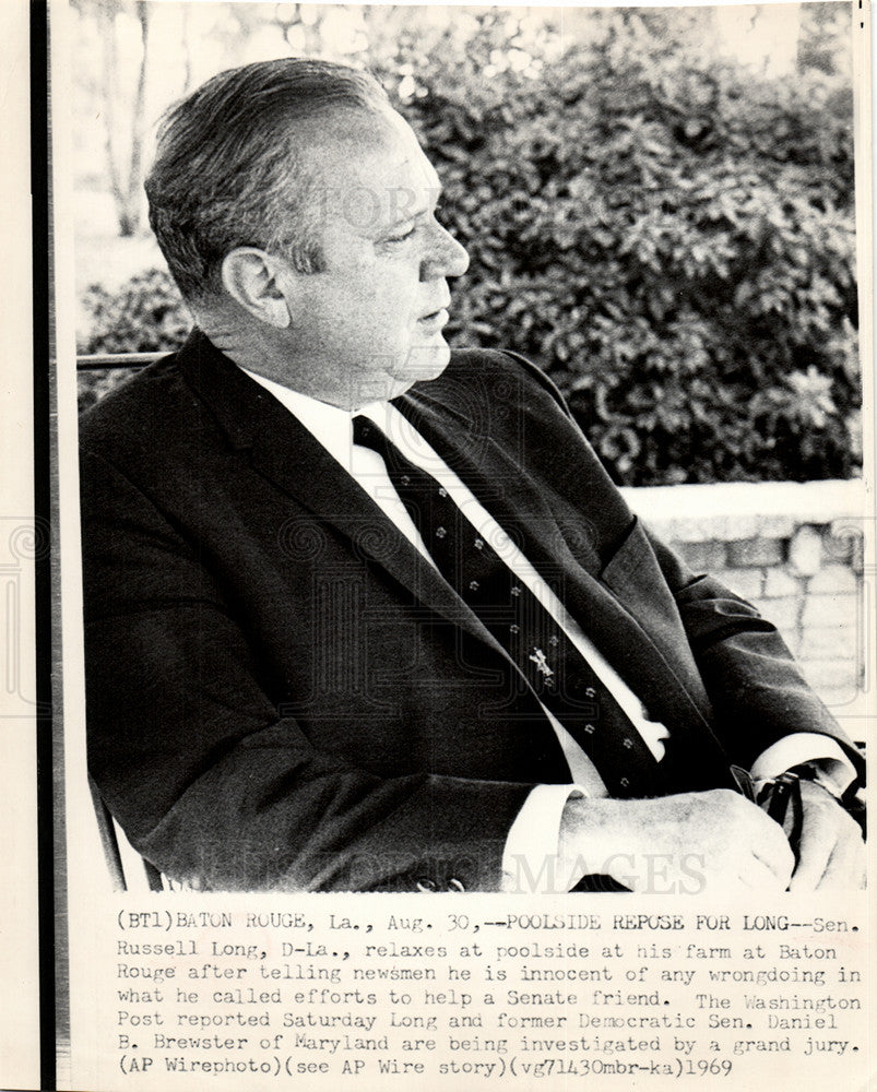 1969 Press Photo Russell Long Senator Louisiana - Historic Images