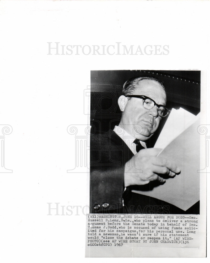 1967 Press Photo Russell Long Senate Louisiana Democrat - Historic Images