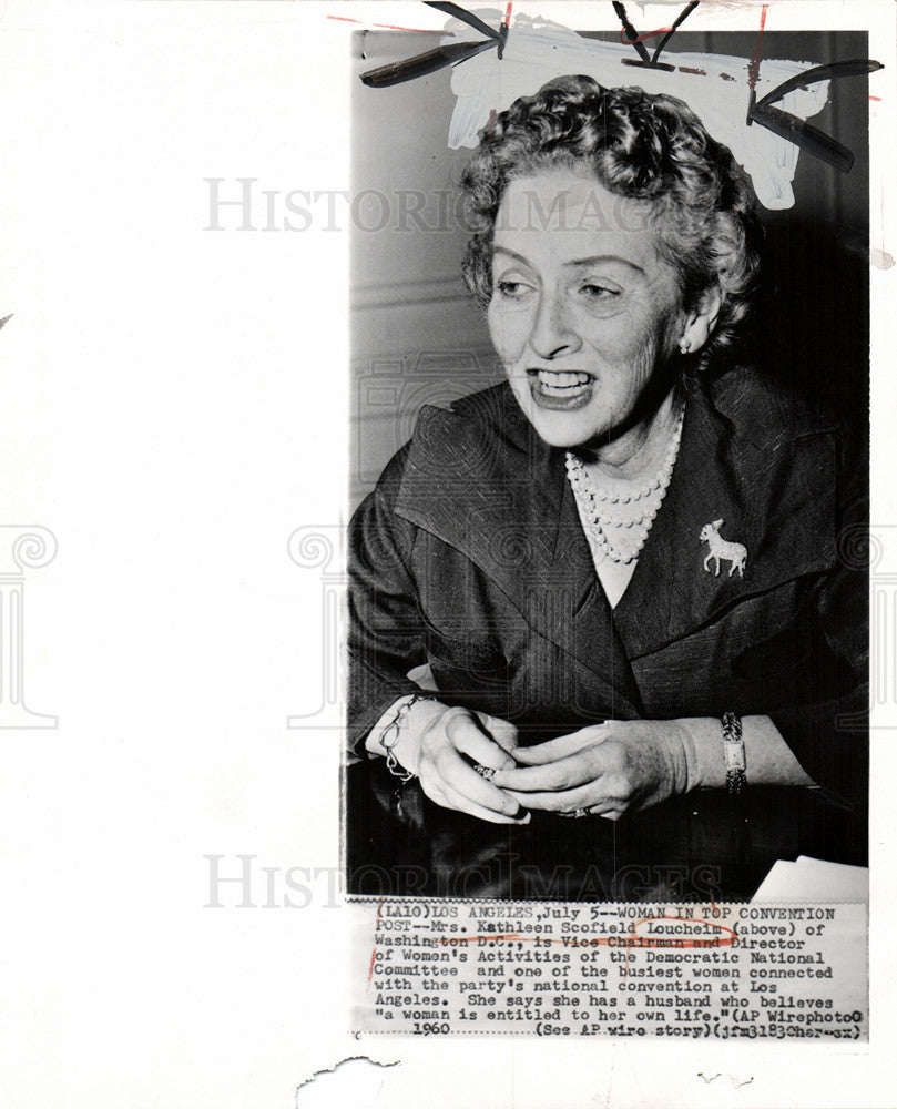 1960 Press Photo Kathleen Loucheim DNC womens chairman - Historic Images