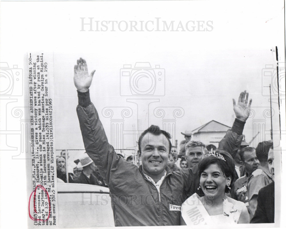 1965 Press Photo Fred Lorenzen Daytona 500 - Historic Images