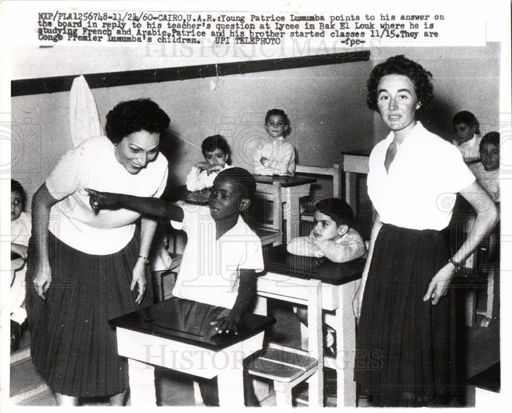 1960 Press Photo Young Lumumba replay teacher Lycee - Historic Images